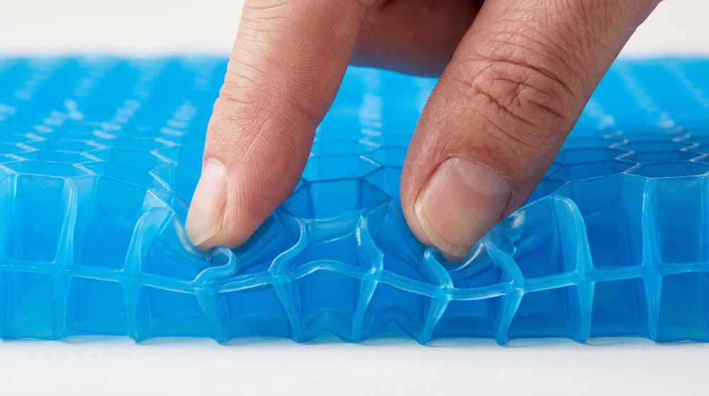 Finger drücken auf die Gel-Waben